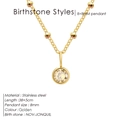 Golden stainless steel birthstone necklace with 8mm Jonquil champagne crystal pendant - November Light Yellow - Gold