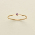 Polished gold stainless steel ring featuring a round pink gemstone inlay for women - US 5 / October Light Rose Gold