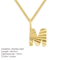 Collar de acero inoxidable dorado con cadena cubana de 2mm y colgante de letra M - Letra M / Dorado