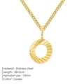 Cadena cubana 2mm de acero dorado con colgante redondo de 10mm y textura de sol - Letra O / Dorado