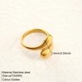 Minimalist 18K gold plated stainless steel open ring with dual drop-shaped bean design - Circumference 54MM-US7 / Gold (TR18919)