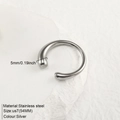 Minimalistischer offener Ring aus silbernem Edelstahl mit polierter 5mm breiter Schiene - Umfang 54MM-US7 / Silber (TR18920)