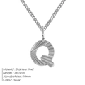Collar de cadena cubana de 2mm en acero plateado con colgante letra Q largo 38cm - Letra Q / Plateado
