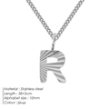 Collar de cadena cubana de 2mm en acero inoxidable plateado con colgante de letra R - Letra R / Plateado