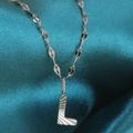 Letter L pendant necklace in silver stainless steel on blue silk background - Letter L / Silver