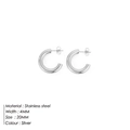 Orecchini a cerchio a C in acciaio inossidabile argento larghezza 4mm e 20mm - Stile Cerchio / 20mm (10 Paia) / Colore acciaio