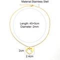 Gold stainless steel puzzle heart necklace with 45+5cm chain and heart pendant - Hollow Heart (Men-Gold)