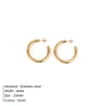 Orecchini a cerchio a C in acciaio inossidabile dorato da 25mm con larghezza di 4mm - Stile Cerchio / 25mm (10 Paia) / Oro