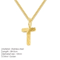 Collar de cadena cubana de acero dorado con colgante letra T y longitud ajustable - Letra T / Dorado