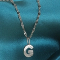 Silver stainless steel hollow letter G pendant necklace with sunburst textured finish - Letter G / Silver