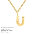 Collar de acero inoxidable dorado con colgante de letra U texturizado y cadena cubana 2mm - Letra U / Dorado