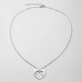 Silver puzzle heart necklace with minimalist pendant and adjustable chain link - Hollow Heart (Men-Steel Color)