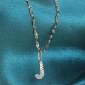 Hip hop silver stainless steel necklace featuring a textured letter J lip pendant - Letter J / Silver