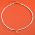 Elegant white pearl necklace with gold letter D heart pendant and lobster clasp - Letter D (NK228ZP39270-2)