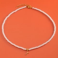 Elegant pearl necklace with 18K gold plated letter L pendant and heart detail - Letter J (NK228ZP39270-2)