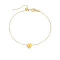 Gold stainless steel heart anklet with letter E pendant and adjustable sliding clasp - Gold Letter E (CDJP002) / Gold