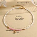 Kleurrijke natuursteen kralenketting met gouden roestvrijstalen letter A hanger - Letter - A / Roze Kristallen Halsketting