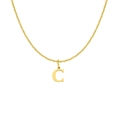 Gedetailleerde weergave van de vergulde letter C hanger aan een fijne gouden ketting - Letter C / Staalkleur