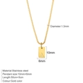 Gold stainless steel box chain necklace with rectangle initial A letter pendant - Letter - A / Gold