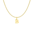 Gouden roestvrijstalen ketting met minimalistische hoofdletter B hanger aan een fijne ketting - Letter B / Staalkleur