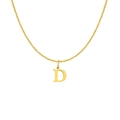 Gouden roestvrijstalen ketting met een gepolijste letter D hanger aan een fijne O-ketting - Letter D / Staalkleur