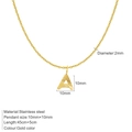 18K gold plated stainless steel initial A pendant necklace with textured engraving detail - Gold- A