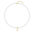 Elegante collana placcata oro 18k con perle bianche e ciondolo lettera B - Lettera - B