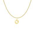 18K gold plated stainless steel sunburst engraved round pendant necklace for women - Gold- O