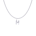 Polished silver stainless steel necklace featuring a radial-textured capital letter H pendant - Silver- H