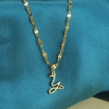Elegante vergulde hartketting met een gestileerde letter y hanger aan een fijne schakelketting - Goud-Y