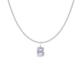 Silver stainless steel chain necklace with letter B pendant featuring radial textures - Silver- B