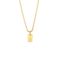 Golden box chain necklace with rectangle pendant featuring engraved letter E - Letter - E / Gold
