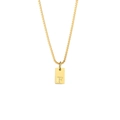 Minimalist gold box chain necklace featuring a polished letter F square pendant - Letter - F / Gold