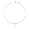 Elegante collana di perle bianche con ciondolo a lettera H dorata e piccolo cuore - Lettera - H