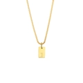 Gold stainless steel box chain necklace featuring a square pendant with letter I - Letter - I / Gold