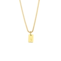 Gold stainless steel box chain necklace with rectangle letter J pendant charm - Letter - J / Gold