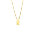 Gold plated box chain necklace featuring a rectangular pendant with engraved letter K - Letter - K / Gold