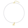 Collana di perle in acciaio al titanio placcato oro 18k con ciondolo lettera M - Lettera - M