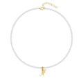 Elegante collana di perle 4mm placcata oro 18k con ciondolo a lettera M corsiva - Lettera - N