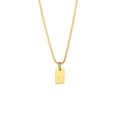 Minimalist gold stainless steel box chain necklace with engraved letter M rectangular pendant - Letter - M / Gold