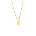 Gold square pendant necklace with letter O engraving and stainless steel box chain - Letter - O / Gold