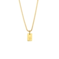 Golden box chain necklace with rectangular pendant featuring embossed letter P design - Letter - P / Gold