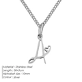 Collana in acciaio inossidabile argento con lettera A e cuore su catena da 38+5cm - A-Acciaio