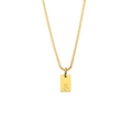 Gold stainless steel box chain necklace with engraved letter S square pendant - Letter - S / Gold