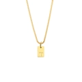 Minimalist gold box chain necklace featuring a polished rectangular letter T pendant - Letter - T / Gold