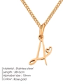 Collana in acciaio inossidabile oro rosa con ciondolo lettera 'A' e dettaglio cuore - A-Oro Rosa