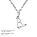 Collana in acciaio inossidabile argento con ciondolo lettera B e cuore - B-Acciaio