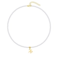 Collana di perle placcata oro 18k con un elegante ciondolo iniziale H e dettaglio cuore - Lettera - X