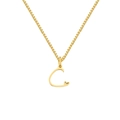 Gouden box chain ketting met minimalistische letter C hanger en een klein hol hartje - Letter C / Zilver