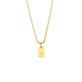 Gold plated stainless steel box chain necklace featuring a rectangular letter W pendant - Letter - W / Gold